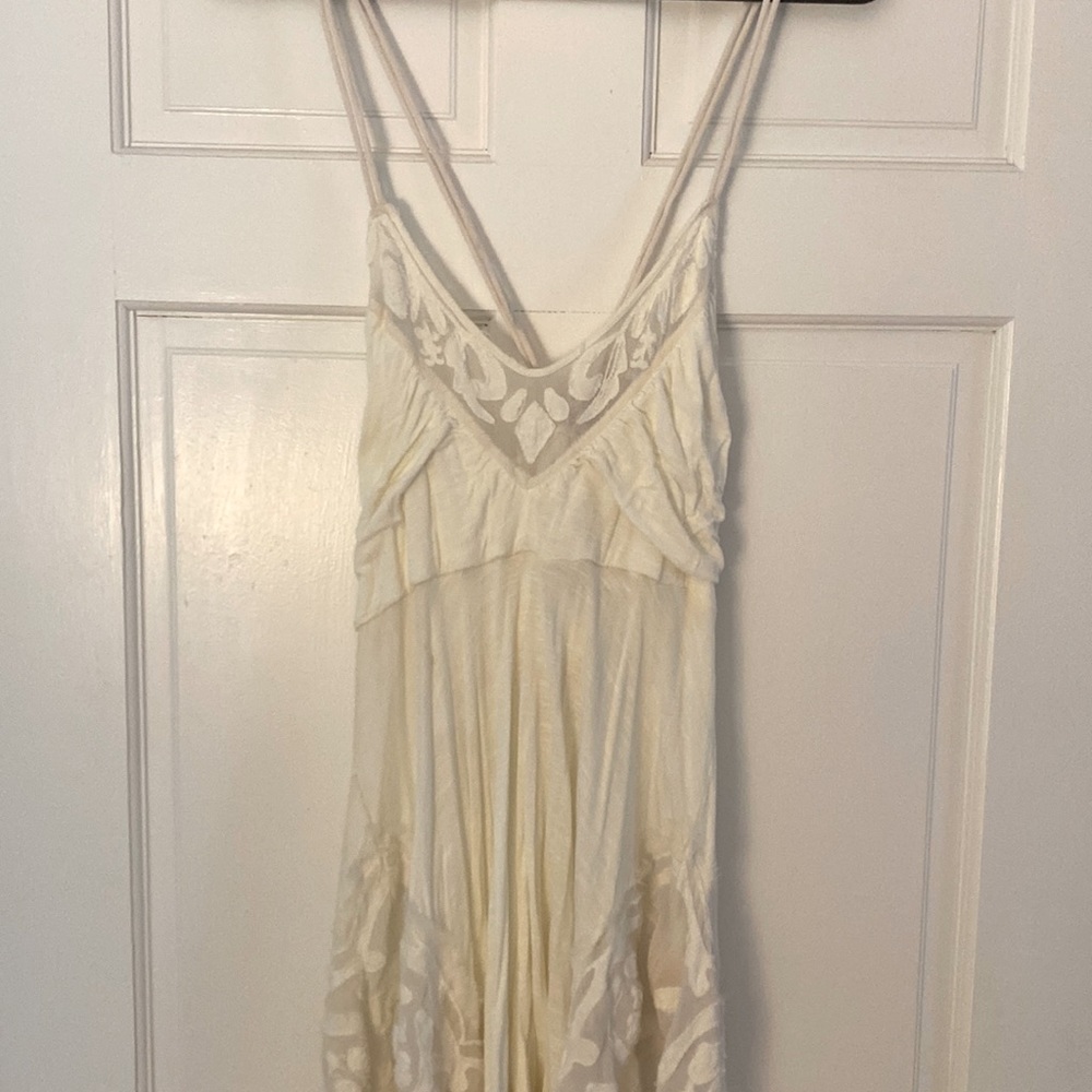 Free People Cream White Crochet-Trim Swim Coverup
